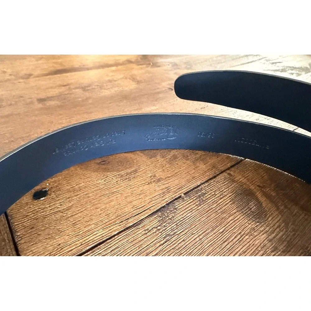 Original Penguin Textured Leather Belt Blue 36 Casual Preppy